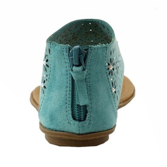 Girls Sandals American Eagle AE Cage Blue Hooded Flat Zipper Shoes-size 12 - Picture 11 of 12